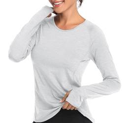 VUTRU Schnelltrocknendes Langarmshirt für Damen – feuchtigkeitsableitendes Sportoberteil mit UPF 50+ Sonnenschutz und Daumenloch für Outdoor-Aktivitäten Grau XS von VUTRU