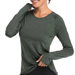 VUTRU Schnelltrocknendes Langarmshirt für Damen – feuchtigkeitsableitendes Sportoberteil mit UPF 50+ Sonnenschutz und Daumenloch für Outdoor-Aktivitäten Hellgrün S von VUTRU