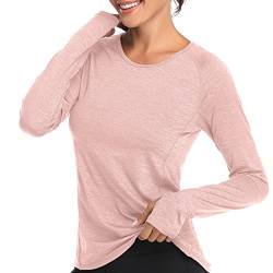 VUTRU Schnelltrocknendes Langarmshirt für Damen – feuchtigkeitsableitendes Sportoberteil mit UPF 50+ Sonnenschutz und Daumenloch für Outdoor-Aktivitäten Rosa XXL von VUTRU