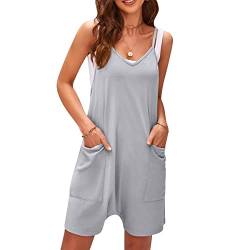 VUTRU Stylische Loose Fit Overalls - Trendige Damen Sommer Jumpsuits mit Spaghetti Strap, Pockets und vielseitigem, praktischem Design Grau L von VUTRU