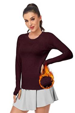 VUTRU Women's Running Fleece Shirt Long Sleeve Sports Shirt Quick Dry Fitness Yoga Top with Thumbhole ROT XXL von VUTRU