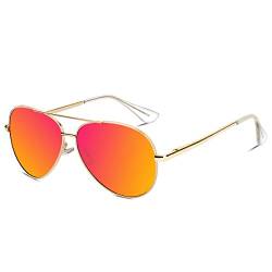 VVA Sonnenbrille Herren Damen Polarisiert Sonnenbrille Herren Metallrahmen Fahrerbrille Unisex UV400 Schutz durch V101(Orange/Gold)… von VVA
