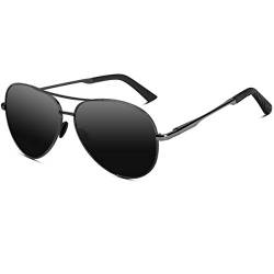 VVA Sonnenbrille Herren Damen Polarisiert Sonnenbrille Herren Metallrahmen Fahrerbrille Unisex UV400 Schutz durch V101(Schwarz/Gray) von VVA