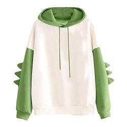 VVIA Damen Teenager Mädchen Kawaii Dino Hoodie Pullover mit Kapuze Dinosaurier Kapuzenpullover Sweatshirt Langarmshirt Oberteile Top ohne Taschen von VVIA