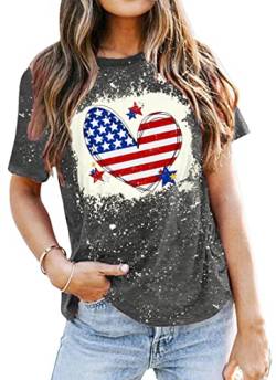 VVNTY Amerikanische Flagge Herz Shirt Frauen Patriotisches T-Shirt 4. Juli Grafik Tees Shirts USA Flagge Star Stripe Tops, Grau (1), XX-Large von VVNTY