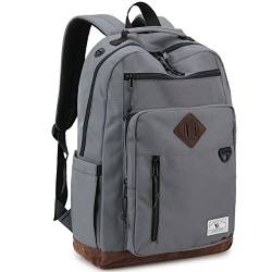 Rucksack für Männer und Frauen, Vonxury Wasserfeste 15,6-Zoll-Laptop-Büchertasche für Schule, Arbeit, Reisen (Grau-15 Zoll) von VX VONXURY