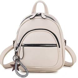 VX VONXURY Rucksack Damen Klein, Mini Rucksack Elegant, Pu Leder Reiserucksack 2 in 1 mit Abnehmbarem Riemen für Reisen Arbeit Freizeit Schule (Beige) von VX VONXURY