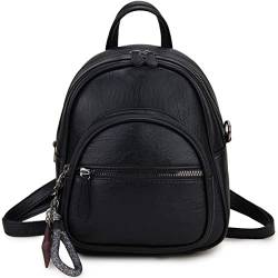 VX VONXURY Rucksack Damen Klein, Mini Rucksack Elegant, Pu Leder Tagesrucksack 2 in 1 mit Abnehmbarem Riemen für Reisen Arbeit Freizeit Schule (Schwarz) von VX VONXURY