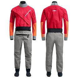 Drysuits für Männer in kaltem Wasser Paddeln, Kajakausrüstung, Wildwasser-Paddeln, wasserdicht, rot, rot, L von VZKAK