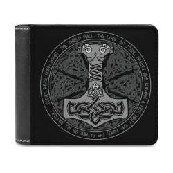 Herren Mjoliir(Thors Hammer) PU-Leder Bifold Kurze Brieftasche, Langlebige Großer Kapazität Geldbörse, Leichtes Schlankes Neuartiges Portemonnaie mit Geldscheinfächer ( Color : A9 , Size : 12x10cm ) von VZXATYOP