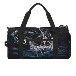 Sporttasche und Reisetasche für Damen und Herren, mit Schuhfach und Nassfach, Wikinger Moderne und Kompakte Gym Bag, mit Mehreren Taschen, Travel Duffle Bag (Color : Black5) von VZXATYOP