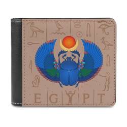 VZXATYOP Herren Ancient Egypt Bifold PU Brieftasche, Weiche Tragbare Langlebige Geldbörse, Leichte Kurze Großer Kapazität Portemonnaie mit Mehreren Kartenfächern (Color : A1, Size : 12x10cm) von VZXATYOP