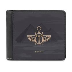 VZXATYOP Herren Ancient Egypt Bifold PU Brieftasche, Weiche Tragbare Langlebige Geldbörse, Leichte Kurze Großer Kapazität Portemonnaie mit Mehreren Kartenfächern (Color : A10, Size : 12x10cm) von VZXATYOP