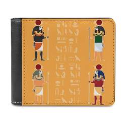 VZXATYOP Herren Ancient Egypt Bifold PU Brieftasche, Weiche Tragbare Langlebige Geldbörse, Leichte Kurze Großer Kapazität Portemonnaie mit Mehreren Kartenfächern (Color : A11, Size : 12x10cm) von VZXATYOP