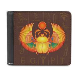 VZXATYOP Herren Ancient Egypt Bifold PU Brieftasche, Weiche Tragbare Langlebige Geldbörse, Leichte Kurze Großer Kapazität Portemonnaie mit Mehreren Kartenfächern (Color : A2, Size : 12x10cm) von VZXATYOP