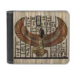 VZXATYOP Herren Ancient Egypt Bifold PU Brieftasche, Weiche Tragbare Langlebige Geldbörse, Leichte Kurze Großer Kapazität Portemonnaie mit Mehreren Kartenfächern (Color : A20, Size : 12x10cm) von VZXATYOP