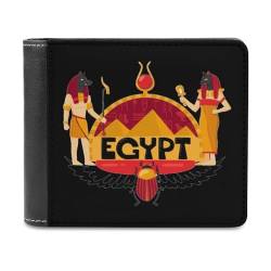 VZXATYOP Herren Ancient Egypt Bifold PU Brieftasche, Weiche Tragbare Langlebige Geldbörse, Leichte Kurze Großer Kapazität Portemonnaie mit Mehreren Kartenfächern (Color : A22, Size : 12x10cm) von VZXATYOP