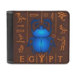 VZXATYOP Herren Ancient Egypt Bifold PU Brieftasche, Weiche Tragbare Langlebige Geldbörse, Leichte Kurze Großer Kapazität Portemonnaie mit Mehreren Kartenfächern (Color : A3, Size : 12x10cm) von VZXATYOP