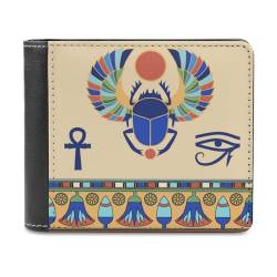 VZXATYOP Herren Ancient Egypt Bifold PU Brieftasche, Weiche Tragbare Langlebige Geldbörse, Leichte Kurze Großer Kapazität Portemonnaie mit Mehreren Kartenfächern (Color : A6, Size : 12x10cm) von VZXATYOP