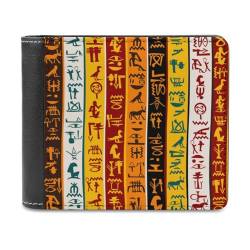 VZXATYOP Herren Ancient Egypt Bifold PU Brieftasche, Weiche Tragbare Langlebige Geldbörse, Leichte Kurze Großer Kapazität Portemonnaie mit Mehreren Kartenfächern (Color : A9, Size : 12x10cm) von VZXATYOP