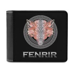 VZXATYOP Wikinger Fenrir Wolf Weiche Multifunktions Brieftasche, Baum des Lebens Tragbare Bifold PU Portemonnaie Geldbörse für Frauen Männer, mit Mehreren Kartenfächern (Color : A19, Size : 12x10cm) von VZXATYOP