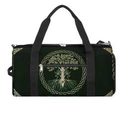 Wikinger Runen wasserdichte Langlebig Strapazierfähige Sporttasche für Männer Frauen, Baum des Lebens Trainingstasche, Gym Bag mit Fächern, Leichte Wochenende Sporttasche (Color : A4) von VZXATYOP