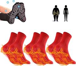 Vacclo Paar AFIZ Turmalin-Socken, Turmalin, Akupressur, selbstheizend, formende Socken, VenesHeal Hyperthermie-Socken, Fußmassage, thermotherapeutische, Rot, Stück, M von Vacclo