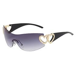 Vagbalena Damen Sonnenbrille Herren modische rahmenlose Schild um Sonnenbrille trendy übergroße Y2K Brille trendy übergroße modische rahmenlose Brille (Eine Größe,Stil C) von Vagbalena