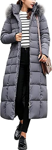 Vagbalena Damen Winter Steppjacken Kapuzen Thermo Mäntel Wintermäntel Damen Lange Parka Steppmäntel Daunenmäntel Elegante Winterjacken (Grau,3XL) von Vagbalena