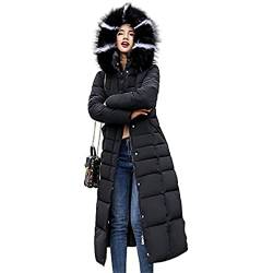 Vagbalena Damen Winter Steppjacken Kapuzen Thermo Mäntel Wintermäntel Damen Lange Parka Steppmäntel Daunenmäntel Elegante Winterjacken (Schwarz,M) von Vagbalena