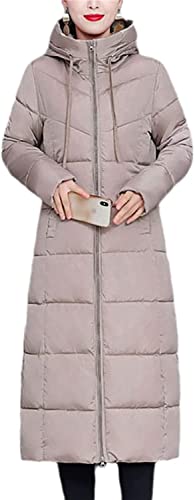 Vagbalena Damen Wintermäntel Daunenjacke Leichte Steppjacke Langer Warmer Steppmantel Mit Kapuze Thermoparka Wintermantel Eleganter Steppmantel mit Futter (Khaki,XXL) von Vagbalena