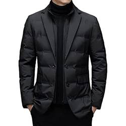 Vagbalena Herren Business Casual Windjacke Daunenjacke Anzug Lässiger Blazer Lässiger einfarbiger schmaler Blazer Warmer Winterblazer Herren Daunenjacke Anzug (Schwarz,M) von Vagbalena