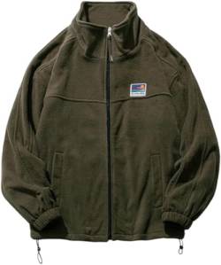 Vagbalena Herren-Steh kragen für Herbst und Winter regelmäßig fit mit Zottel Fleece Jacke Stehkragen Shaker gepolsterte und verdickte warme Jacke (Armee grün,M) von Vagbalena