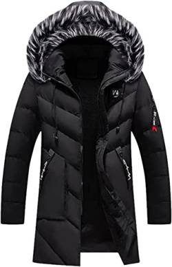 Vagbalena Herren-Winterjacke mit Kapuze Warmer Mantel verdickter Plus-Kaschmir-Schwerer Wintermantel verdickter Regenmantel mit Kapuze verdickte warme Daunenjacke (Schwarz,3XL) von Vagbalena