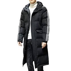 Vagbalena Herren dicke Daunenjacke Winter warme Daunenjacke lange Puffjacke Hoodie dicker Mantel Schneejacke Parka Jacke Winter Schneeblase Mantel (Schwarz,M) von Vagbalena