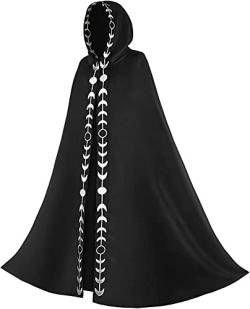 Vagbalena Herren und Damen Mittelalter Renaissance Kapuzenmantel Gothic Hexe Hexenmantel Umhang Kapuzenmantel Party Halloween Rollenspiel Kostüm (Schwarz,3XL) von Vagbalena