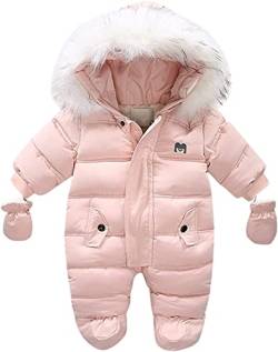 Vagbalena Mädchen Baby Jungen Overall Pullover Jacke Winter verdickter Hoodie Warmer Kapuzenmantel Jacke Overall Schneeanzug Overall verdickte Hose Jungen (Rosa,90) von Vagbalena