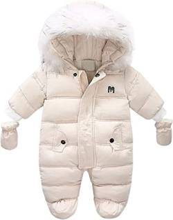 Vagbalena Mädchen Baby Jungen Overall Pullover Jacke Winter verdickter Hoodie Warmer Kapuzenmantel Jacke Overall Schneeanzug Overall verdickte Hose Jungen (Weiß,73) von Vagbalena