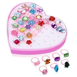 Vaguelly 144 Stk Mädchen Kristall ring Ringe für Mädchen Schmuck Ringe halloween gastgeschenke kinder party geschenke für kinder Ringe für Kinder kleinkind schmuck Prinzessin einstellen von Vaguelly