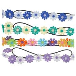 Vaguelly 4 Stück Gänseblümchen-Stirnbänder Für Mädchen Blumenkronen-Stirnbänder Floraler Kopfschmuck Handgefertigte Braut-Kopfbedeckung Foto-Requisiten Für Frauen Babys von Vaguelly