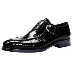 VaiKanhai Lederschuhe Herren Halbhoch Herrenschuhe Classic Business Lederschuhe Mode Retro Casual Solid Color Set Square Head Lederschuhe Schlangenleder Schuhe Herren (Z jsjm_F-Black, 43) von VaiKanhai