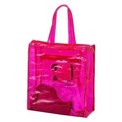 VaiKanhai Neon Damen Taschen Transparente Handtasche, transparente Strandtasche mit großem Fassungsvermögen, transparente Strandtasche Reise Organizer Taschen (Hot Pink, One Size) von VaiKanhai