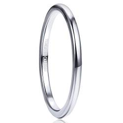 Vakki 2mm Gewölbte Wolframcarbid Ringe Silber Ehering für Männer Frauen Schmaler Ring Größe 57(18.1) von Vakki