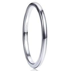 Vakki 2mm Gewölbte Wolframcarbid Ringe Silber Ehering für Männer Frauen Schmaler Ring Größe 58(18.5) von Vakki