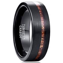 Vakki 8mm Eheringe aus Holz Wolfram Ring Schwarz Matt Ringe für Herren Größe 53(16.9) von Vakki