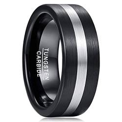 Vakki 8mm Herren Silber Schwarz Gebürstet Wolfram Ring Paarring Partnerring Modeschmuck Größe 56(17.8) von Vakki