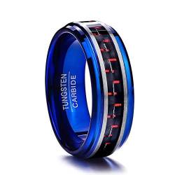 Vakki 8mm Kohlefaser Ring Wolframcarbid Herrenring Blau Schwarz Partnerringe Verlobungsringe Bestes Geburtstagsgeschenk Ringgröße 57(18.1) von Vakki