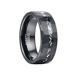 Vakki 8mm Schwarz Wolfram Ring für Herren Damen Gehämmert, strukturiert, Meteorit, für Ehering, Hochzeitstag, Geburtstag, Größe 67.2(21.4) von Vakki