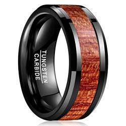 Vakki Herren/Männer Ring aus Holz 10mm Schwarz Wolfram Ring für Hochzeit Hobby Jahrestag Partner Geschenke Größe 59(18.8) von Vakki