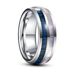 Vakki Herren Ring mit Holz 8mm Wolframcarbid Ring Silber Freundschaftsring Verlobungsring Ehering Größe 65(20.7) von Vakki